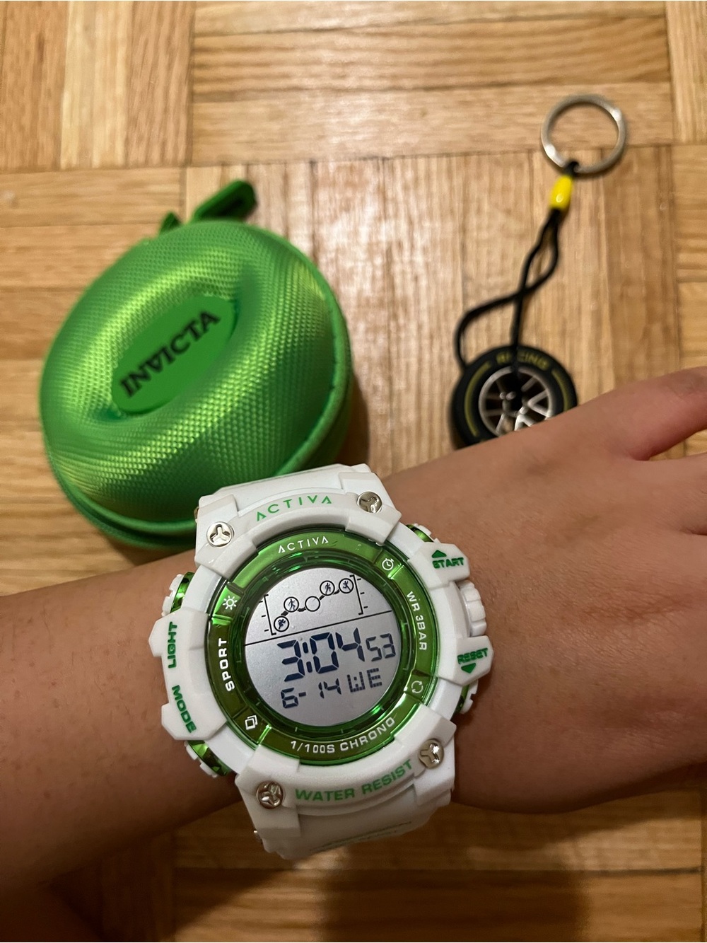 Activa x Invicta ACW8082-030 50mm White Green Digital Watch NWT